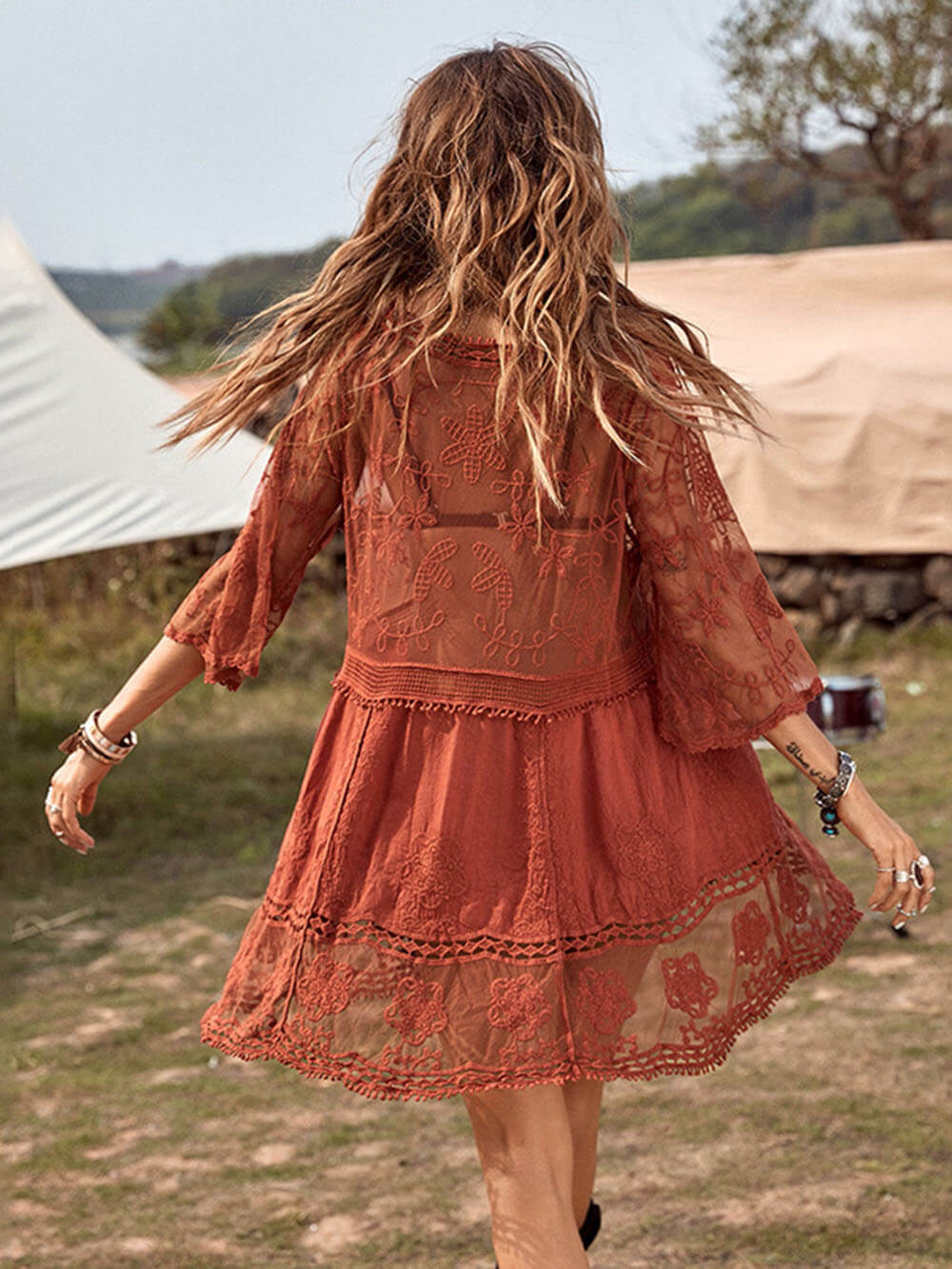 Effortless Loose Lace Beach Cover-Up Dress for Bikini Vacations