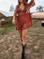 Effortless Loose Lace Beach Cover-Up Dress for Bikini Vacations