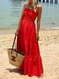 Vacation-Ready Off-Shoulder Maxi Dress with Smocked Bust