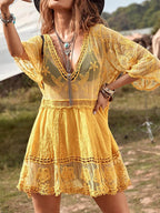 Effortless Loose Lace Beach Cover-Up Dress for Bikini Vacations