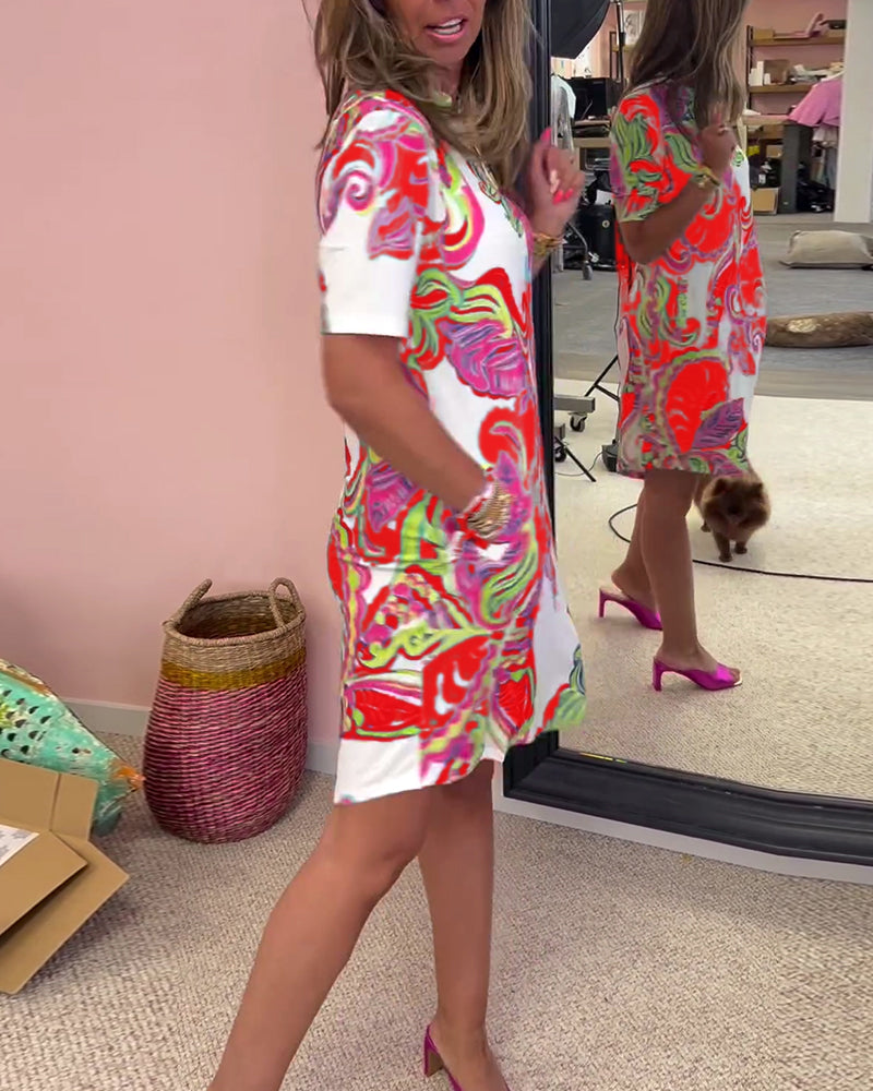 Aria Printed Shift Dress - Effortless Chic for Everyday Wear
