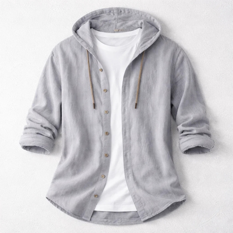 Mason Linen Hooded Long Sleeve Shirt