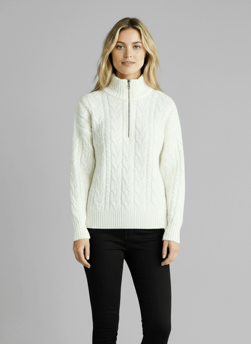 Amy Zip-Up Knit Sweater