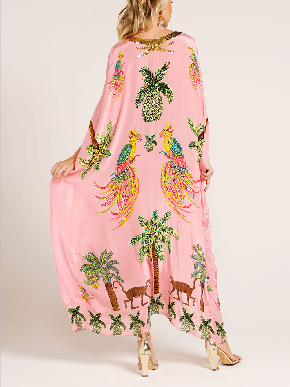 Unique Drop-Shoulder Dress with Coconut Tree Print