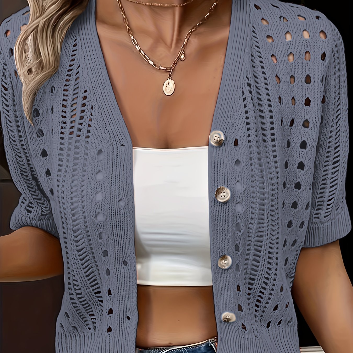 Elena Hollow-Knit Cardigan - Soft, Cozy Knit for Everyday Style