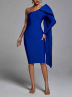 Abbey Blue One-Shoulder Bandage Dress