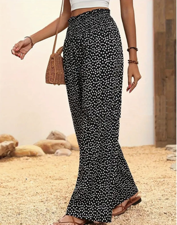 LUCIA POLKA DOT STRAIGHT-LEG TROUSERS