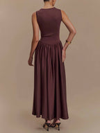 Retro-Chic Minimalist Square-Neck Dress