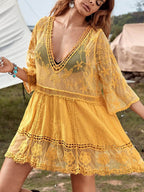 Effortless Loose Lace Beach Cover-Up Dress for Bikini Vacations