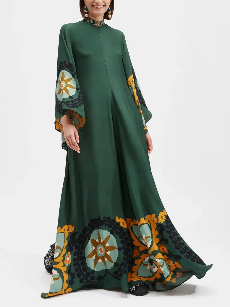 Vibrant Multicolor Printed Maxi Dress - Relaxed Fit
