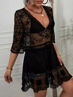 Effortless Loose Lace Beach Cover-Up Dress for Bikini Vacations