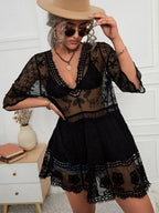 Effortless Loose Lace Beach Cover-Up Dress for Bikini Vacations
