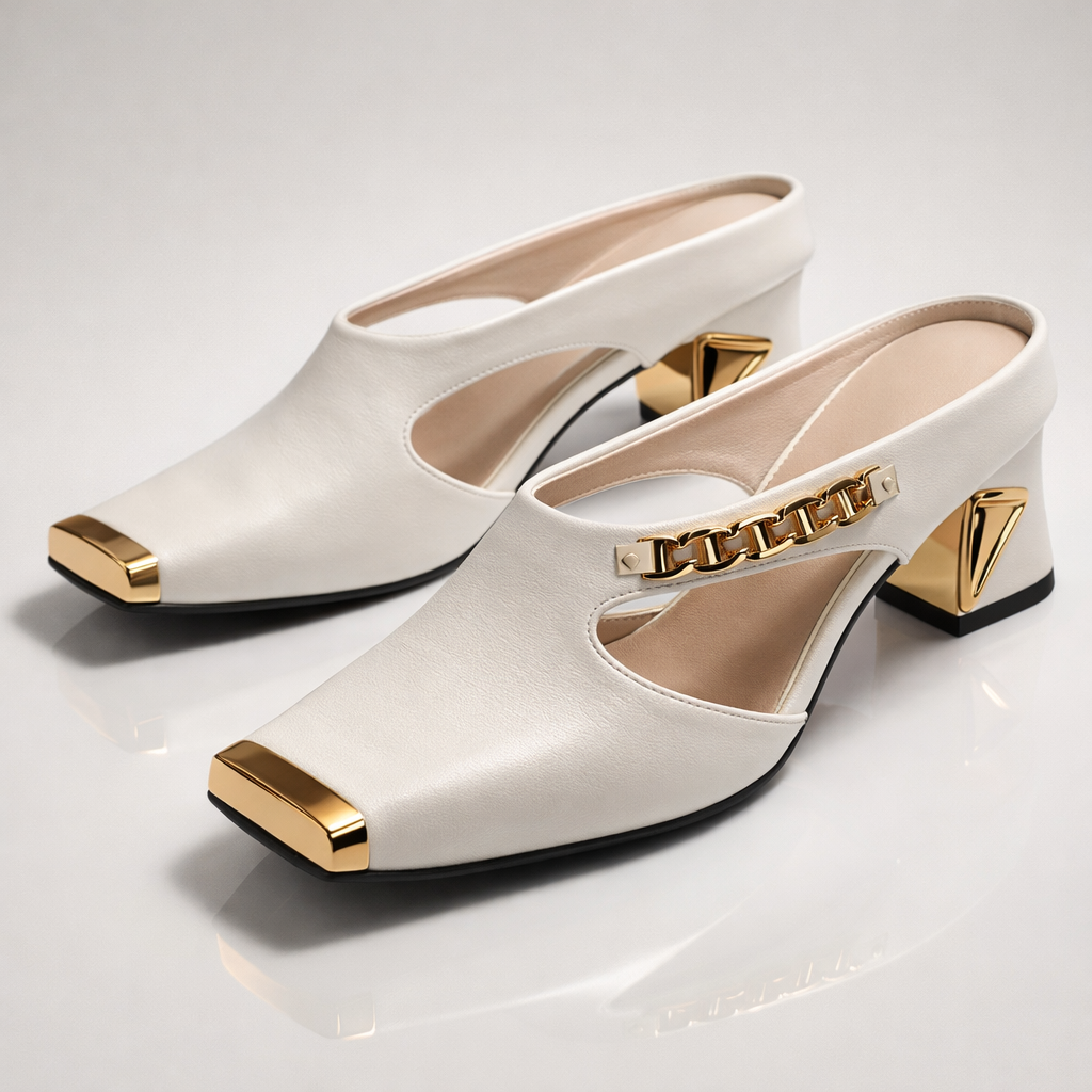 Ellis Gilded Block Heel Pumps