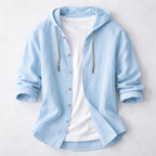 Mason Linen Hooded Long Sleeve Shirt