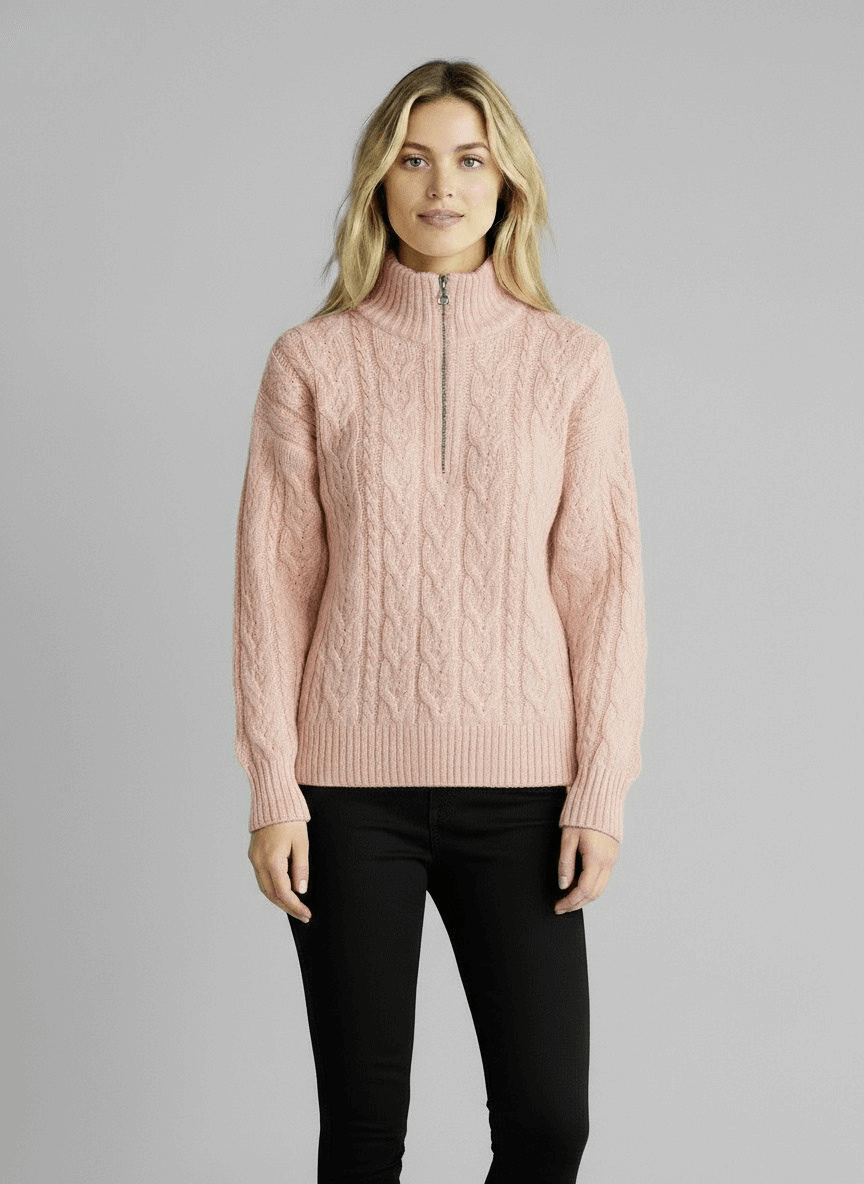 Amy Zip-Up Knit Sweater