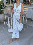 Beach Hollow V-Neck Slim Midi Dress - Sexy, Flattering Silhouette for Any Occasion