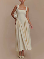 Retro-Chic Minimalist Square-Neck Dress