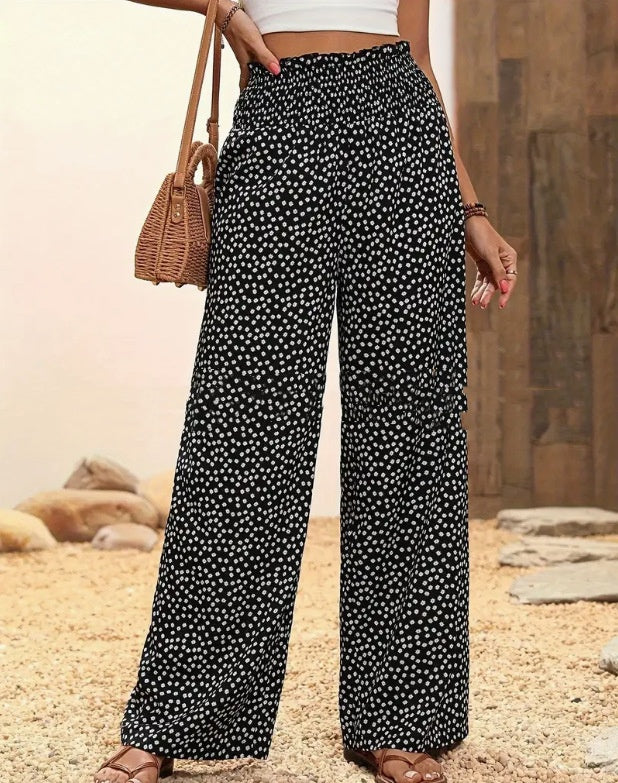 LUCIA POLKA DOT STRAIGHT-LEG TROUSERS