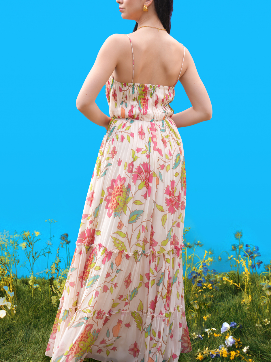 Hand-Drawn Prints Tube Maxi Dress - Bold, Striking Statement Piece