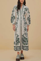 One-of-a-Kind Print Button-Down Maxi Dress with Long-Sleeve Shirt-Style Top