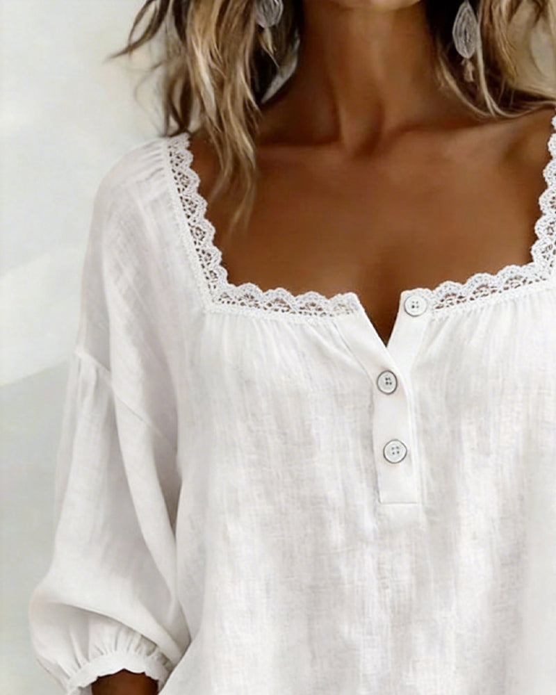 Eliza Lace Square Neck Blouse