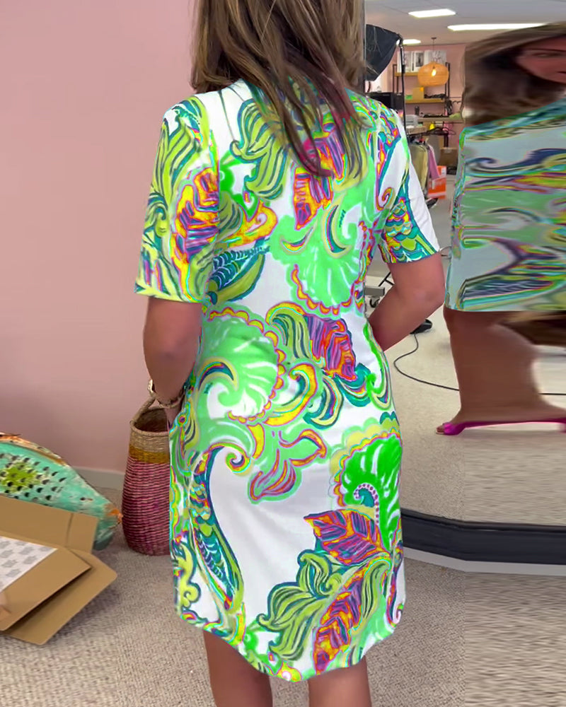 Aria Printed Shift Dress - Effortless Chic for Everyday Wear