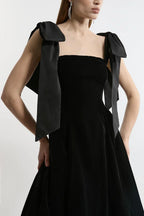 Lux Velvet Strapless Bow Midi Dress - Elegant Eveningwear