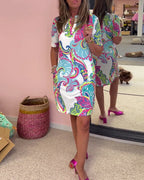Aria Printed Shift Dress - Effortless Chic for Everyday Wear
