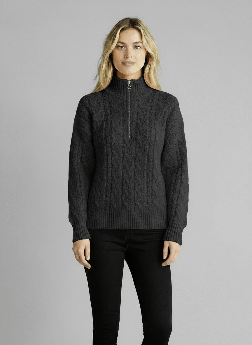 Amy Zip-Up Knit Sweater