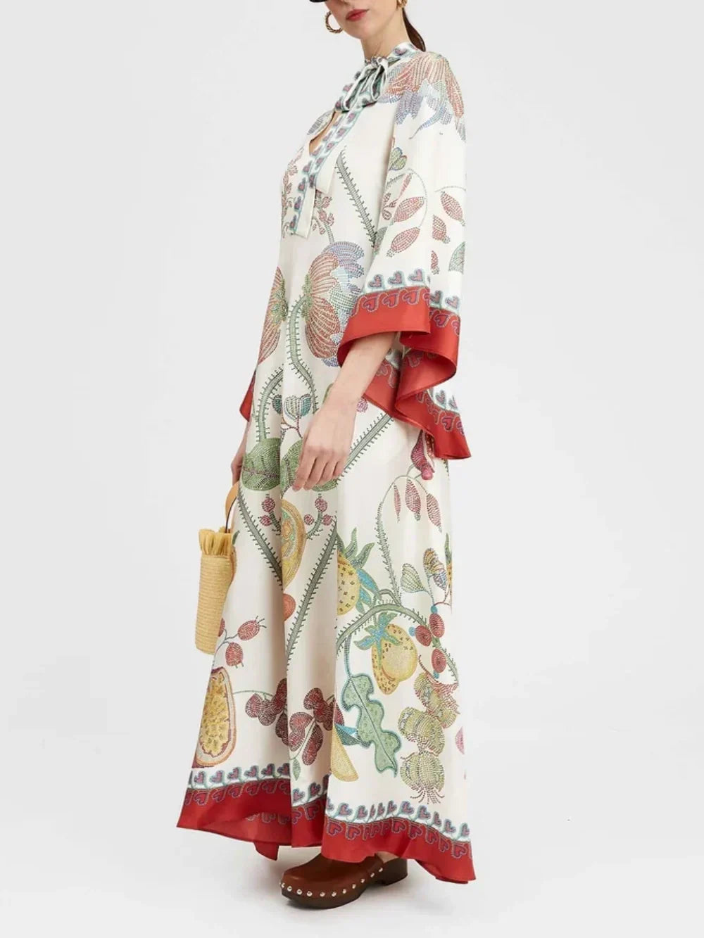 Hand-Placed Ebony Print Maxi Dress - Elegant, Statement-Making Eveningwear