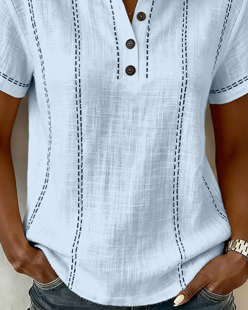Aria Linen Button Top