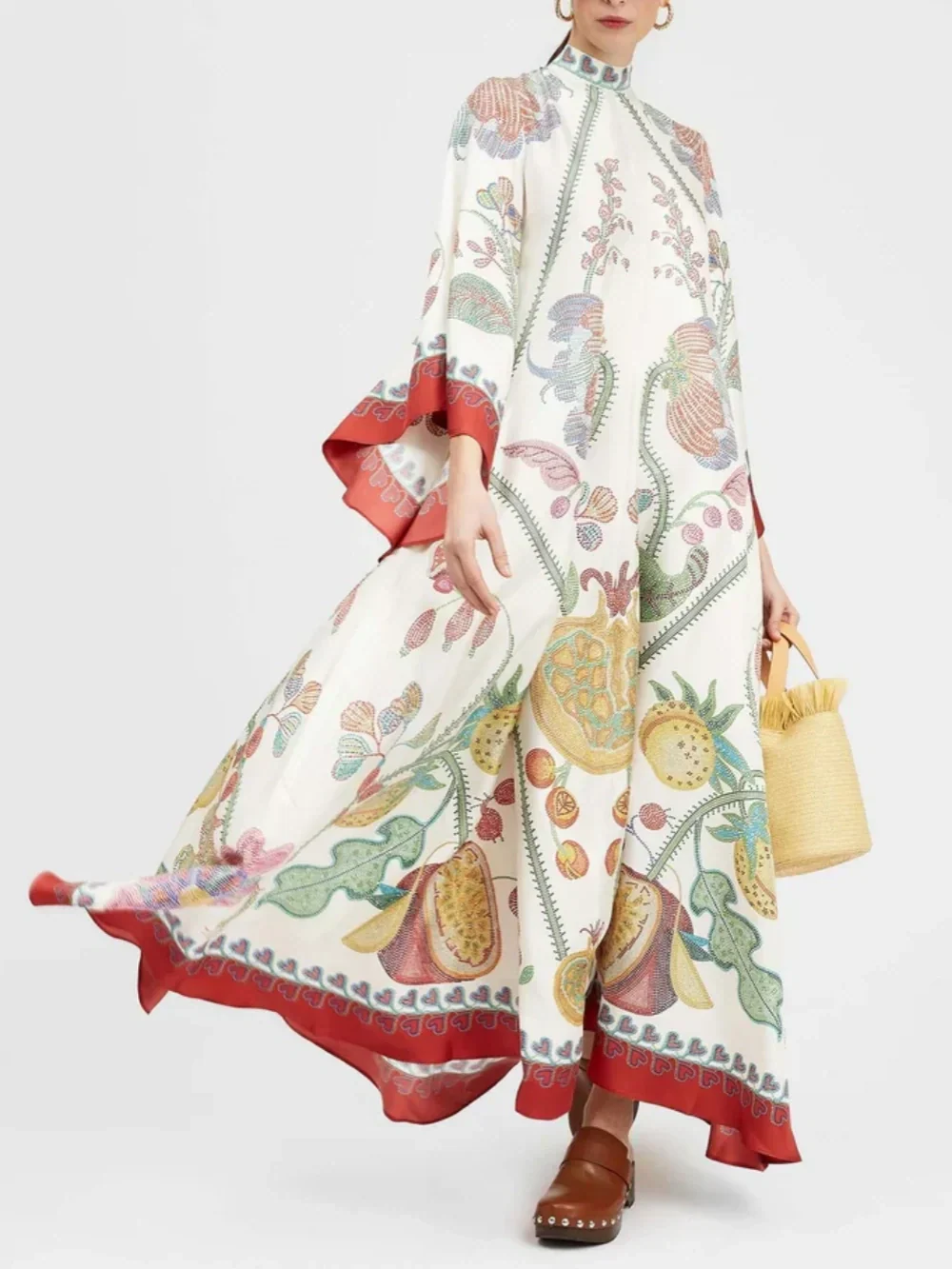 Hand-Placed Ebony Print Maxi Dress - Elegant, Statement-Making Eveningwear