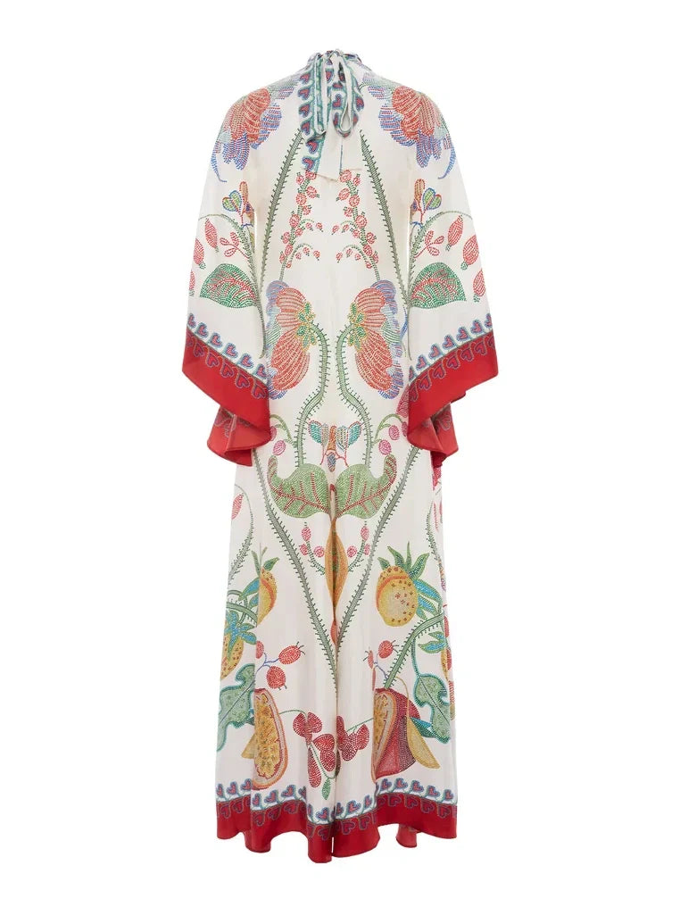 Hand-Placed Ebony Print Maxi Dress - Elegant, Statement-Making Eveningwear