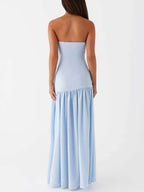 Glamorous Backless Pleated Strapless Maxi Dress