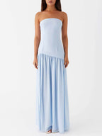 Glamorous Backless Pleated Strapless Maxi Dress