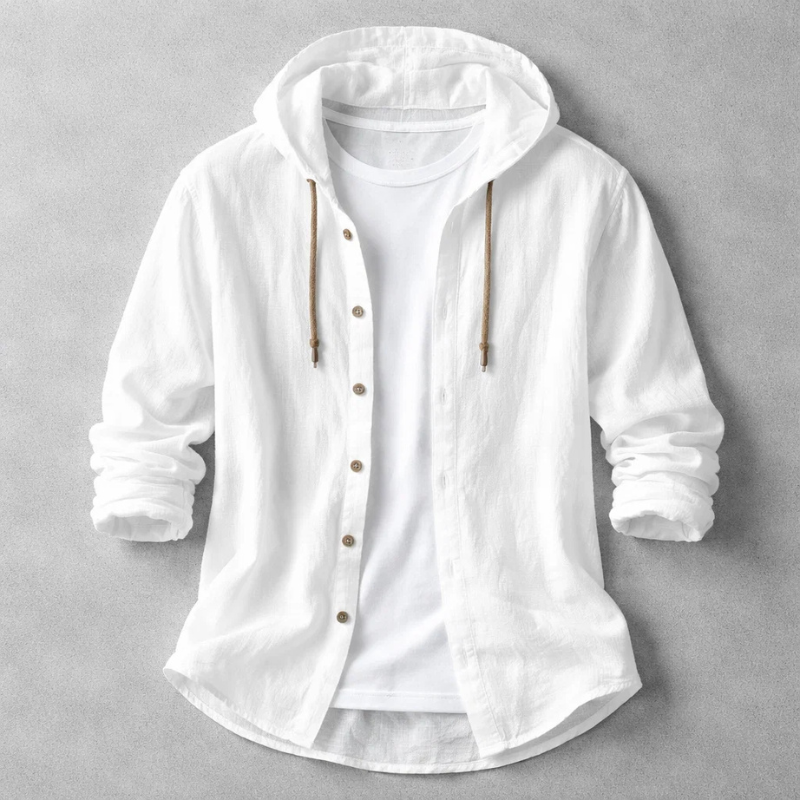 Mason Linen Hooded Long Sleeve Shirt