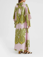 Bold Tropical Pineapple Print Maxi Dress with Oversized Pattern