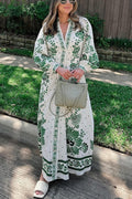 One-of-a-Kind Print Button-Down Maxi Dress with Long-Sleeve Shirt-Style Top
