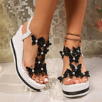 Alina Butterfly-Embellished Wedge Sandals