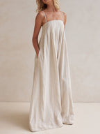 Chic Halter-Neck Striped Maxi Dress - Casual Summer Style