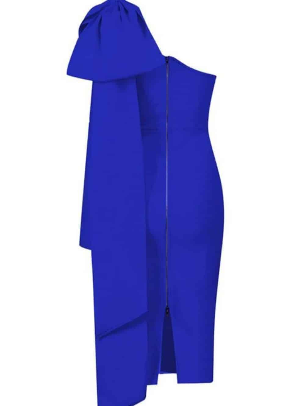 Abbey Blue One-Shoulder Bandage Dress