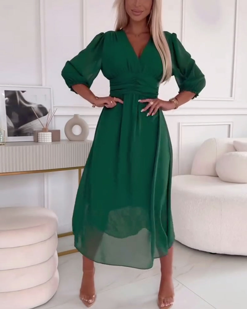 Mira Waist-Cinched Midi Dress