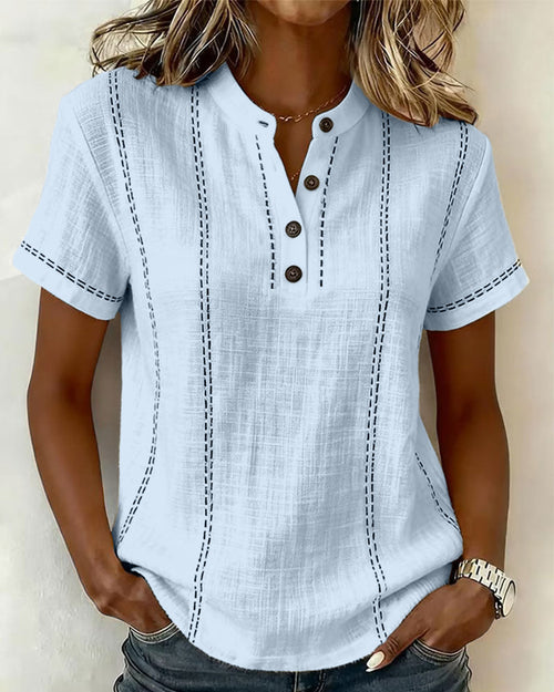 Aria Linen Button Top