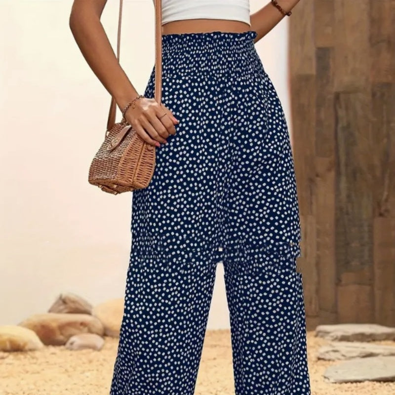 LUCIA POLKA DOT STRAIGHT-LEG TROUSERS