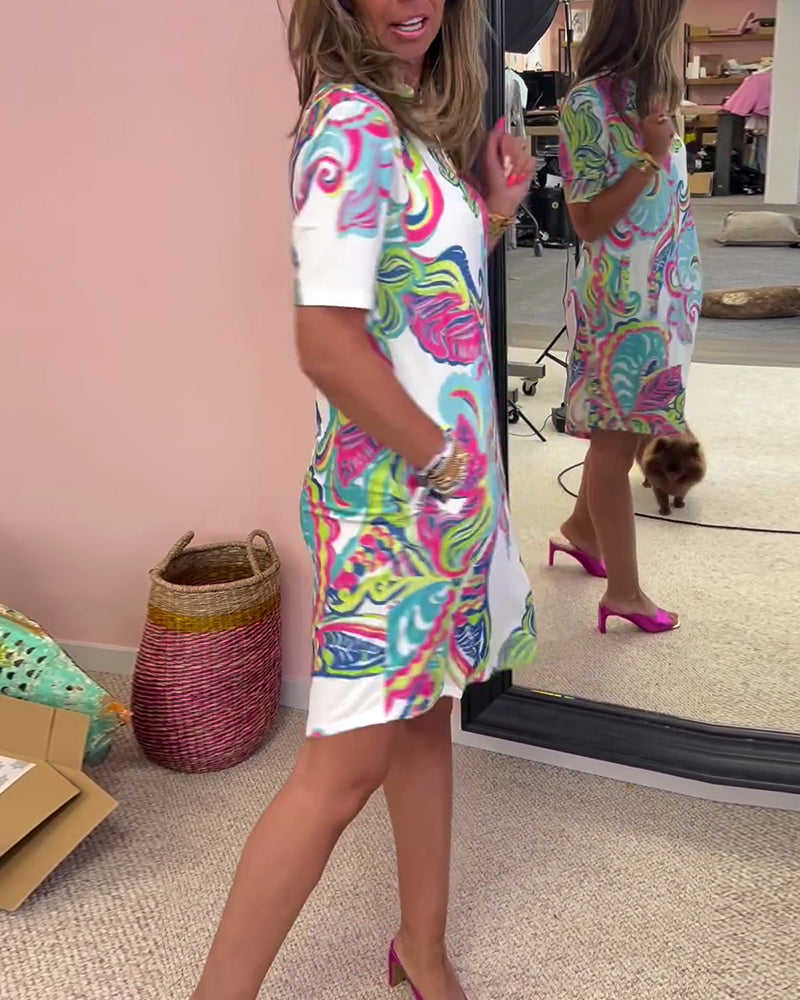Aria Printed Shift Dress - Effortless Chic for Everyday Wear