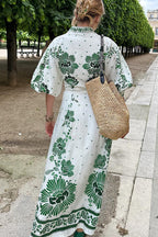 One-of-a-Kind Print Button-Down Maxi Dress with Long-Sleeve Shirt-Style Top