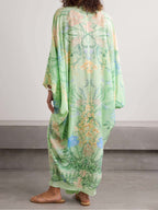Chic Floral Print V-Neck Oversized Midi Dress