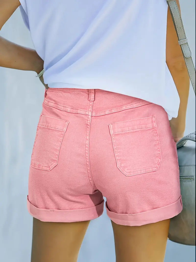 Lila Vintage-Style Stretch Denim Shorts