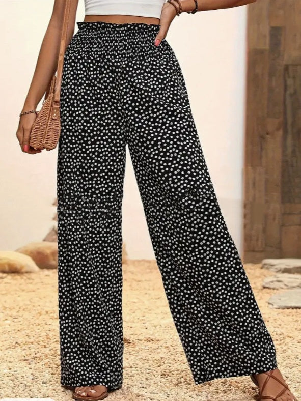 LUCIA POLKA DOT STRAIGHT-LEG TROUSERS