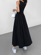 Casual Crew-Neck Maxi Dress